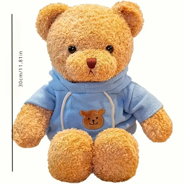 Teddy Bear Plush Toy w/ Blue Hoodie - Image 3