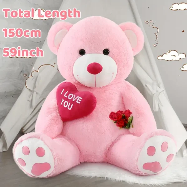 Giant Pink Teddy Bear with Heart (150cm/59inch) - Image 2