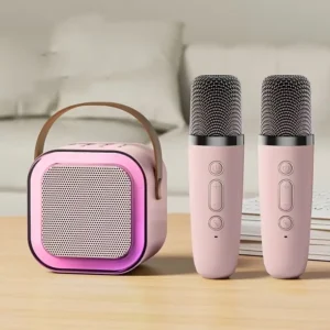 Portable Mini Karaoke Machine with 2 Wireless Mics - USB Rechargeable, Wireless-Enabled Speaker, 5000mAh Battery, Dual Microphone, Built-In Sound Card for Enhanced Audio, Ideal for Birthday Parties & Family Fun, Karaoke Machine for Adults