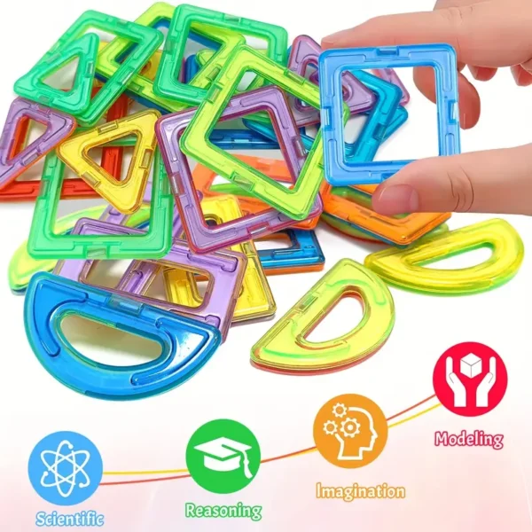 Big Size Magnetic Building Blocks, DIY Magnets STEM Toys Construction Set, Learning Educational Magnet Tiles, Random Colors, Ideal Gift for Birthday, Halloween, Christmas - Image 2